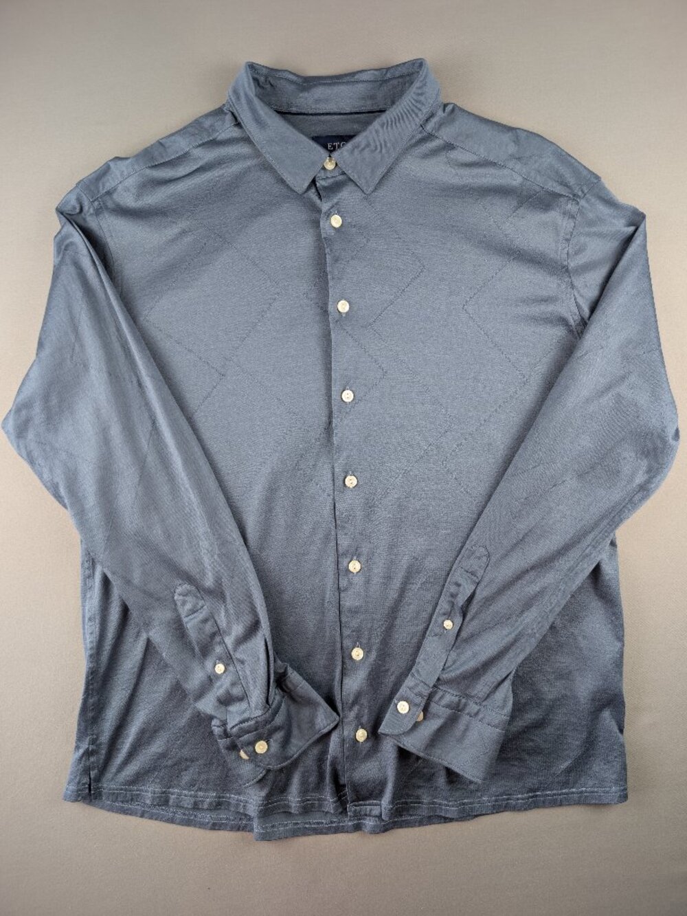 Eton Slim Fit Cotton Jersey‎ Button-Down Shirt Steel Blue XXL